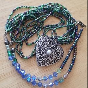 Filigree Locket Necklace with Swarovski Crystals
